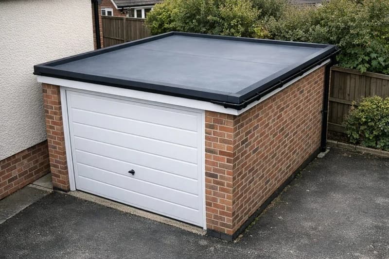 EPDM rubber membrane being applied on a garage flat roof