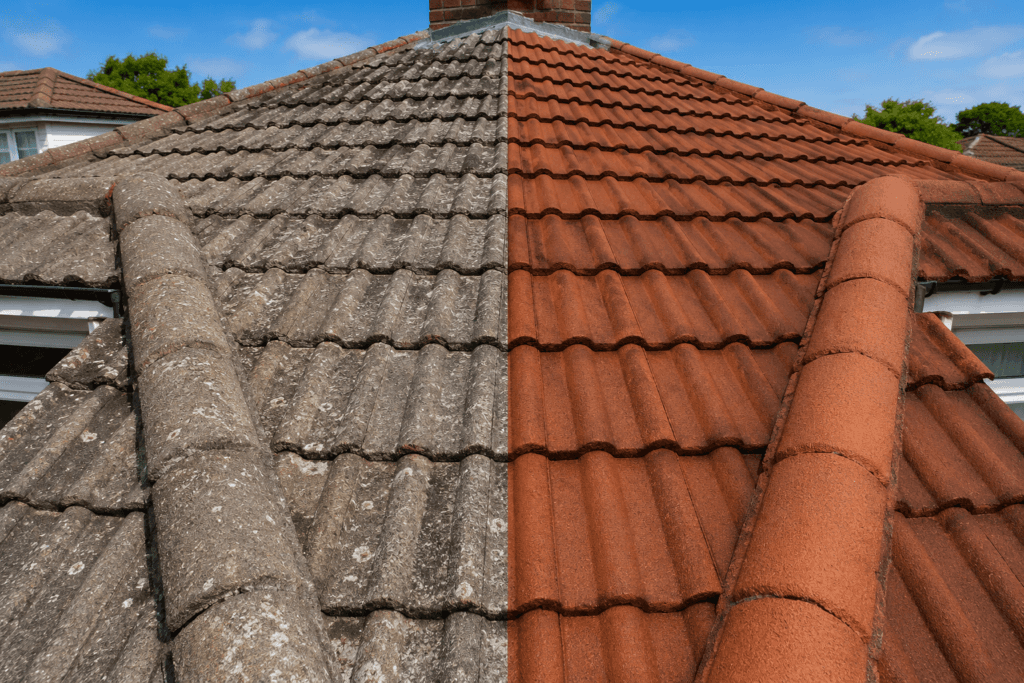 Roof coating and sealing on tiled roof